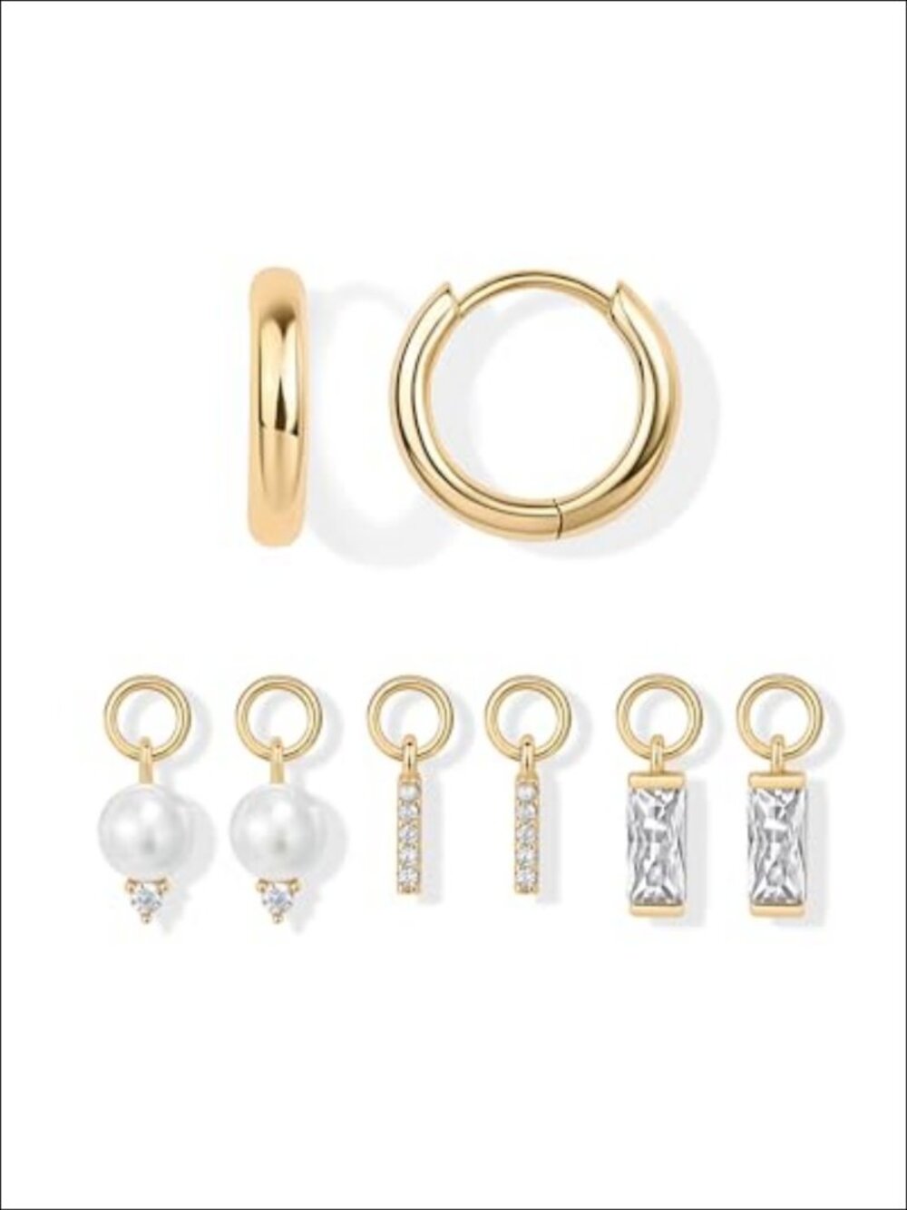 14K Gold Plated Huggie Earrings with Interchangeable Charms